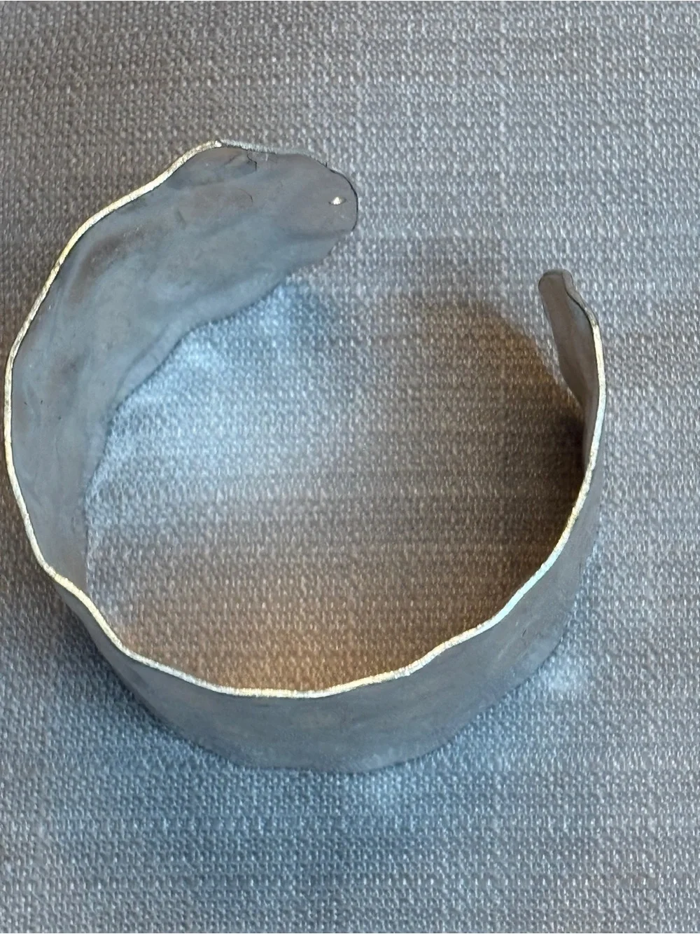 Hammered Metal Cuff Bracelet in Brushed Silver - Picture 3 of 6